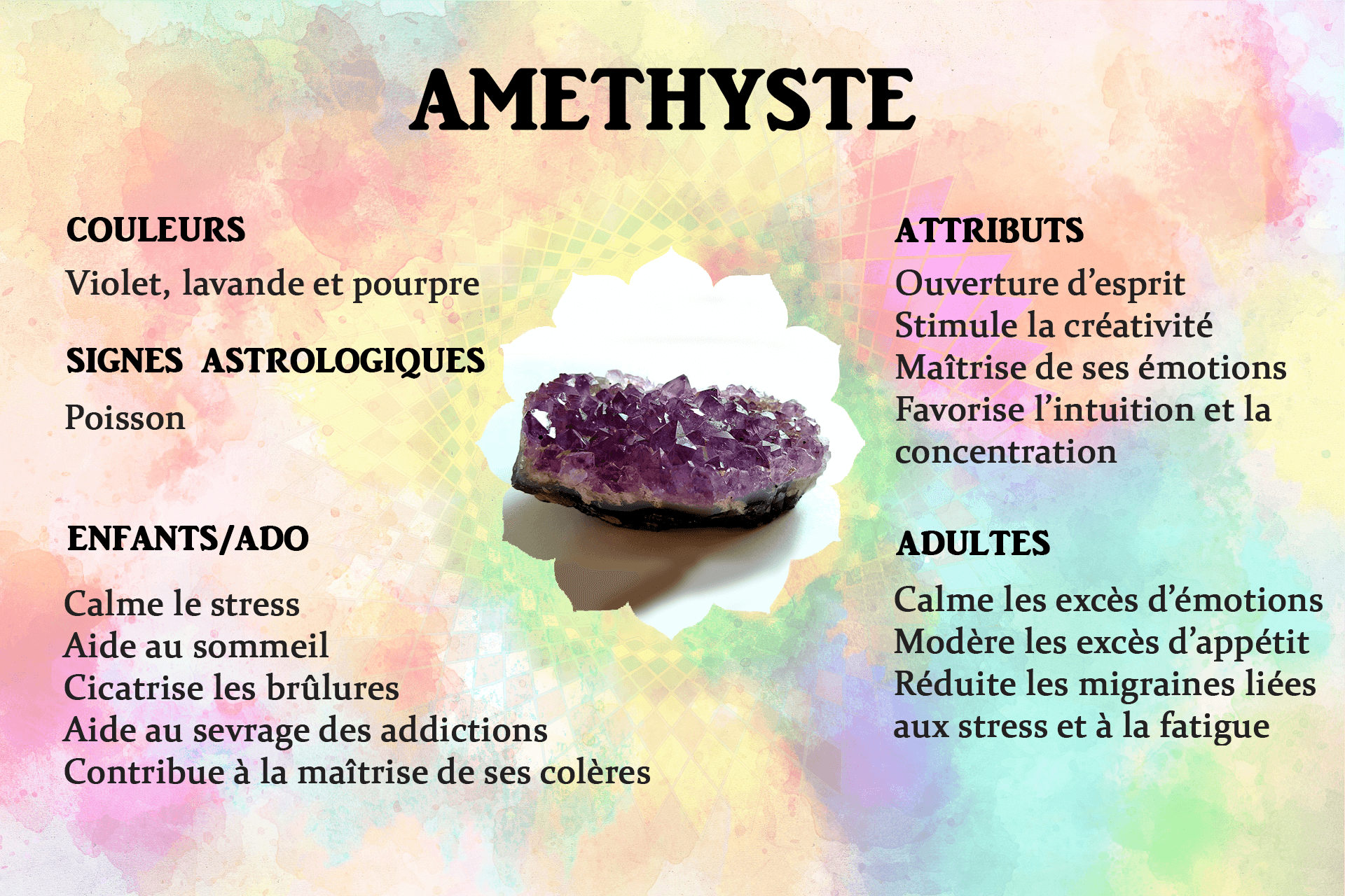 Quelle pierre associé à l'améthyste ?